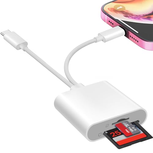 SD Card Reader for iPhone iPad, USB C & Lightning Dual Interface Memory Card Reader, Digital Camera Adapter to iPhone/MacBook/USBC Laptop for SD/TF/Sim Card, Plug & Play, Camera Accessories - size: 2 Slot