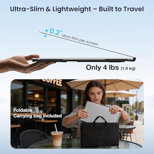 Laptop Screen Extender, 15.6" 1080P FHD IPS Display, One Cable Triple Monitor for 13"-17.3" Laptops, Driver Required, Laptop Monitor Extender Compatible with Windows, All Mac (M1-M5 Included) - size: 15.6“