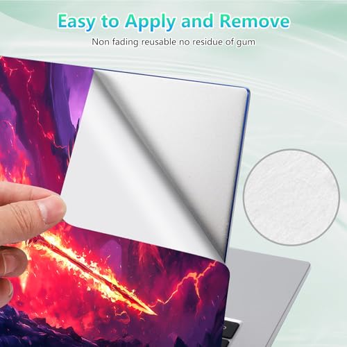 Laptop Skin Sticker Decal 12"-15.6" Universal Laptop/Notebook/Netbook Vinyl - Waterproof Scratch Resistant,Fits HP Dell Lenovo MacBook,2 Free Wrist Pads,Easy Apply & Remove,Fire Dragon Sword - color: Fire Dragon Sword
