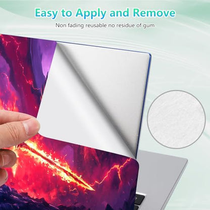 Laptop Skin Sticker Decal 12"-15.6" Universal Laptop/Notebook/Netbook Vinyl - Waterproof Scratch Resistant,Fits HP Dell Lenovo MacBook,2 Free Wrist Pads,Easy Apply & Remove,Fire Dragon Sword - color: Fire Dragon Sword