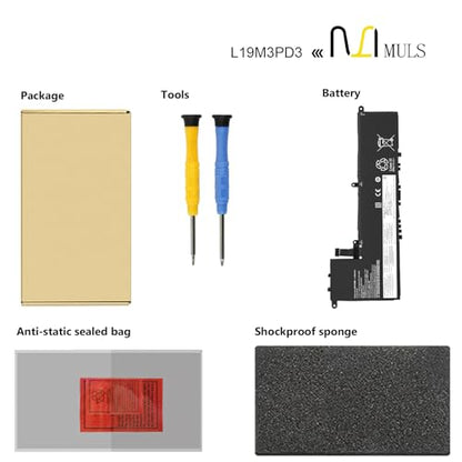 MULS 56Wh L19M3PD3 Battery for Lenovo IdeaPad S540-13 S540-13API S540-13ARE | S540-13IML S540-13ITL Series L19L3PD3 L19D3PD3 SB10V27762 5B10V27760 SB10V27765 5B10W67393 11.52V with Tools Extended runtime