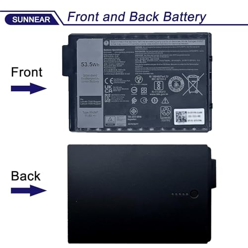 53.5Wh XVJNP Laptop Battery for Dell Latitude 5430 7330 Rugged Extreme | 11.4V 4457mAh; Battery Replacement for Dell Pro Rugged 14 RB14250 13 RA13250 P148G P149G; G6M0W 6JRCP 0M0TN3 KD1CT - size: 5.15*3.49*0.7 inches XVJNP