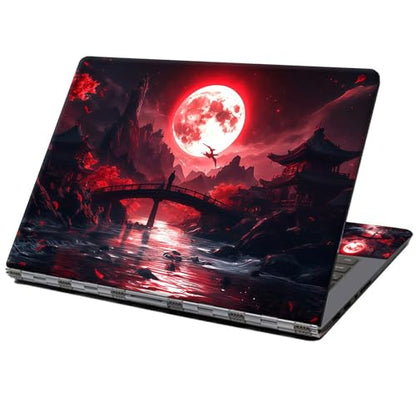 Laptop Skin Sticker Decal 12" 13" 13.3" 14" 15" 15.6",Waterproof Scratch Resistant Vinyl,Reusable Easy to Apply,for MacBook HP Dell Notebooks Netbooks Laptop,2 Wrist Pads,Blood Moon Secrets - color: Blood Moon Secrets