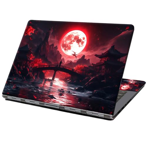 Laptop Skin Sticker Decal 12" 13" 13.3" 14" 15" 15.6",Waterproof Scratch Resistant Vinyl,Reusable Easy to Apply,for MacBook HP Dell Notebooks Netbooks Laptop,2 Wrist Pads,Blood Moon Secrets - color: Blood Moon Secrets