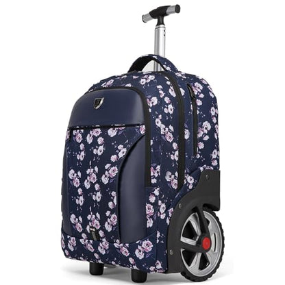 YH&GS Rolling Backpack Floral, Waterproof with Wheels for Business, College Student and Travel Commuter, Carry on Laptop Compartment, Fit 17 Inch Laptop, Wheeled Adults, 20inch - color: Floral
