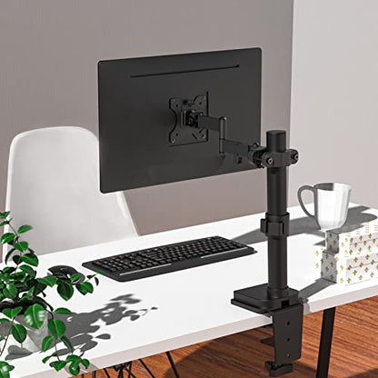 WALI Single Monitor Arm Mount for 17 to 32" Monitors, Full Motion Steel Monitor Pole Mount Bracket with Removable VESA Plate 75mm and 100mm, Vesa Mount for Outdoor, Gazebo, RVs (011ARM), Black - size: Up to 17.6