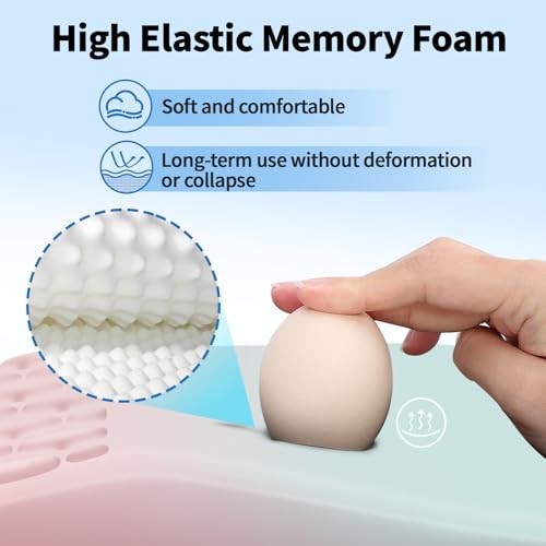 YIWEI Ergonomic Mouse Pad with Wrist Rest for Carpal Tunnel Pain Relief | Memory Foam Wrist Support,Non-Slip Rubber Base, Keyboard Computer Mousepad,Lycra Cloth Surface,Gaming Home Office - color: Blue and Pink Contrast