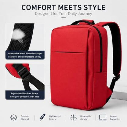 Laptop Backpack for Women & Men, 15.6" Laptop and Tablet Bag with Computer Compartment – Lightweight, Durable Travel & Work Backpacks, Red - color: Backpack 01 Red