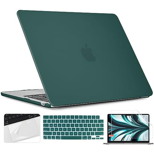 TWOLSKOO Compatible with MacBook Air 13 inch Case M5 2026 M4 2025 M3 M2 2024-2022 A3449 A3240 A3113 A2681, Plastic Hard Shell & Keyboard Cover & Screen Film for MacBook Air 13.6 inch, Teal - color: Frosted Teal