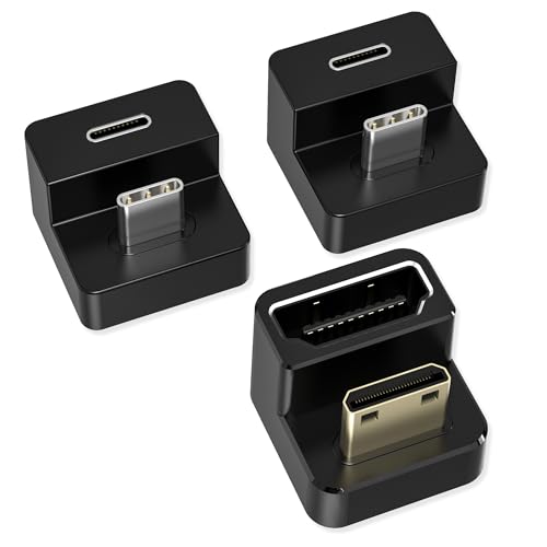AGVEE 180 Degree USB-C to C Adapter & U-Shaped Mini HDMI to HDMI Converter | Angled HDMI 2.0 4k@60HZ Coupler Extender Extension Adaptor Accessories for Portable Display Monitor - size: 1 Pack Short Side Inward