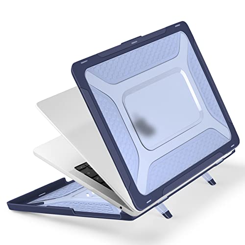 Batianda Extreme Heavy Duty Case for MacBook Air 13.6" 2026-2022, Navy Blue | Fits M5/M4/M3/M2 Chip Model, Anti-Slip Rubberized Stand Holds 25lbs, Honeycomb Rugged Matte Shell, Max Cooling & Stability - color: S-Navy Blue