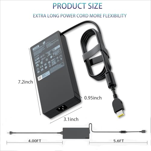 330w AC Adapter Power Supply Compatible with Lenovo Legion Pro 9 7 7i 5 5i 16IRX9H 16IRX8H 16ARX8H 16IRX8 RTX 4070 4080 4090 ThinkPad P15 P16 P17 Gaming ADL330SDC3A Square Tip Laptop Charger