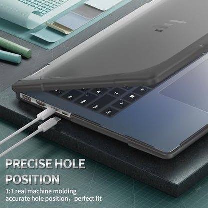 Heavy Duty Case for 14" HP Envy X360 2-in-1 2K Touch-Screen Laptop 2024 Release Shockproof Hard Shell Matte Translucent Anti-Fingerprint Protective Cover with TPU-Covered Edge (Grey) - color: Grey