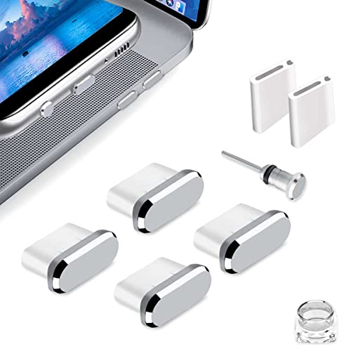 4 Pack USB C Port Plugs Anti Dust Covers Type C Charging Port Protector Silver, Anti Lost USB C Phone Charm Dustproof Cap Compatible with iPhone 16 15 Pro Max Plus Samsung S24 S23 S22 MacBook - color: 02 Silver