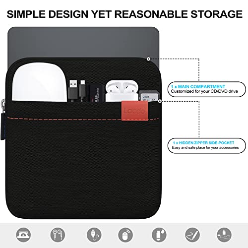 Lacdo Waterproof External USB CD DVD Writer Blu-Ray Protective Storage Carrying Case Bag Compatible Apple MD564ZM/A SuperDrive,Magic Trackpad, Samsung/LG/Dell/ASUS/External DVD Drives, Black - color: Black