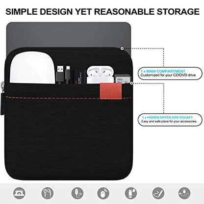 Lacdo Waterproof External USB CD DVD Writer Blu-Ray Protective Storage Carrying Case Bag Compatible Apple MD564ZM/A SuperDrive,Magic Trackpad, Samsung/LG/Dell/ASUS/External DVD Drives, Black - color: Black
