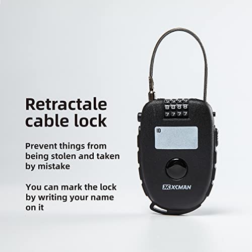 XCMAN Snowboard Lock with 30inch Ski Lock, Ski Locks Cable Retractable, Snowboard Lock Cable,Bike Locks and Suitcases,Secure 4-Digit