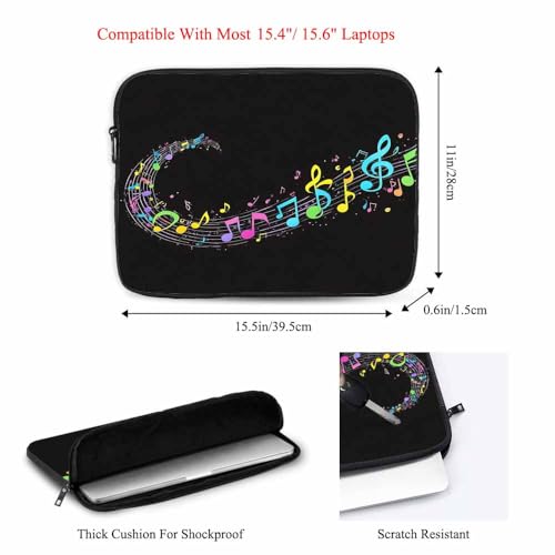 Laptop Sleeve Bag 15.4 15.6 Inch,Colourful Music Note Black Protective Polyester Computer Cases Laptop Cover Briefcase Bag Tablet Travel Cover - color: LPS-008