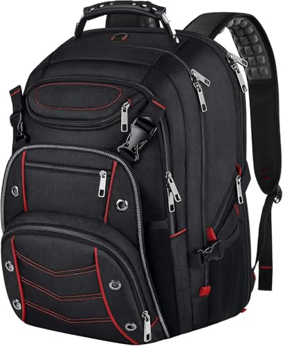 18.4 Laptop Backpack for Men, 55L Extra Large Gaming Laptops Backpack,TSA Friendly Flight Approved and RFID Anti-Theft Pocket, adult business xl backpack - color: Red