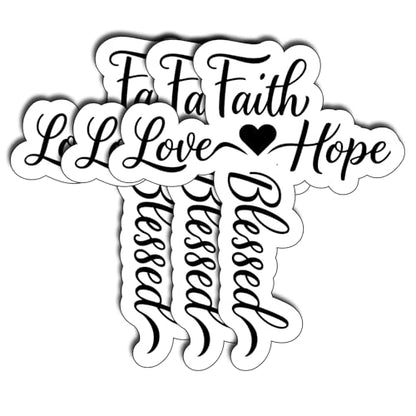 (3Pcs) Faith Love Hope Blessed Stickers Christian Inspirational Bible Verse Quote Religious Scripture Prayer Gifts Waterproof Vinyl Decal Kindle Water Bottle Bumper Car Hard Hat Phone Laptop 3"x2.8" - color: Faith Love Hope Blessed