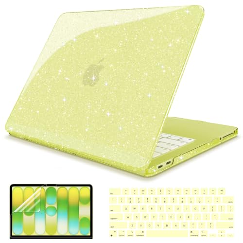 Teryeefi Glitter Case for MacBook Neo 13 inch 2026 Release (A18 Pro) Model A3404, Slim Protective Hard Shell Cover & Keyboard Cover & Type C Adapter - Citrus - color: Glitter Citrus