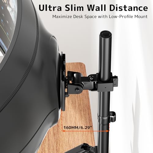 Triple Monitor Mount up to 49 inches, Fully Adjustable Heavy Duty 3 Monitor Arm with Gas Spring, Desk Mount for 3 Screens, C-Clamp & Grommet Base, Holds 44 lbs, Black
