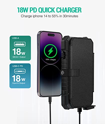 BLAVOR 20,000mAh PD 18W Solar Charger Power Bank Foldable-Black Plus 10W Portable Solar Charger(5V/2A Max)