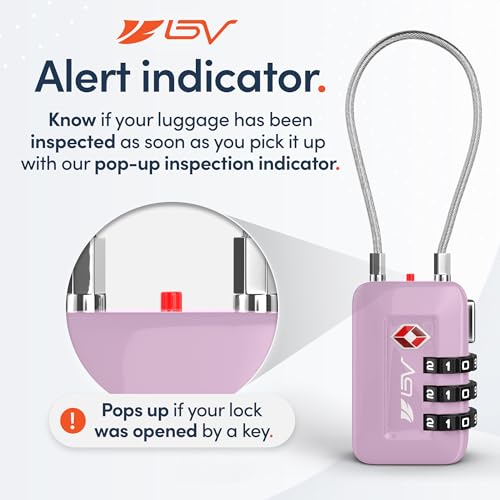 TSA Accepted Luggage Travel Lock, Set-Your-Own Combination Lock for School Gym Locker, Luggage Suitcase Baggage Locks, Filing Cabinets, Toolbox, Case (Purple, 2 Pack) - color: Purple 2-Pack