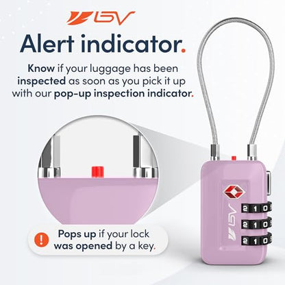 TSA Accepted Luggage Travel Lock, Set-Your-Own Combination Lock for School Gym Locker, Luggage Suitcase Baggage Locks, Filing Cabinets, Toolbox, Case (Purple, 2 Pack) - color: Purple 2-Pack