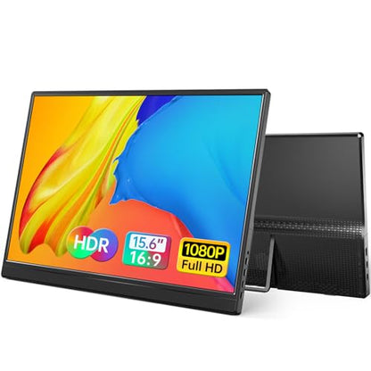 Yxk Portable Monitor 15.6 Inch 1080P 60Hz IPS HDR Ultra-Slim Travel Monitor with Dual Speakers USB-C HDMI Second Screen for Laptop PC Mac Phone Xbox PS4/5 Switch, VESA Kickstand, Zero Frame Gaming - size: 15.6