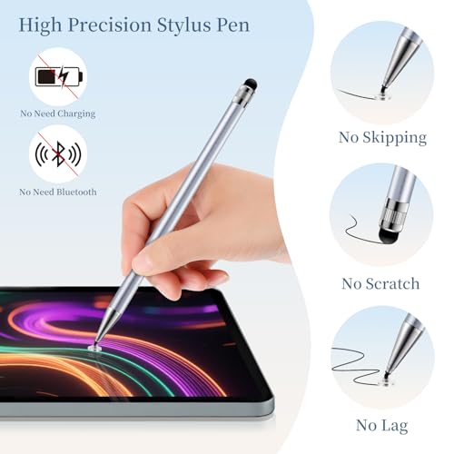 ChaoQ 2-in-1 Stylus Pen for Touchscreen, 6 High Sensitivity Stylus (Silver) - color: 6 Silver
