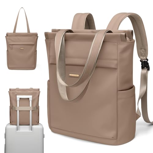 GOLF SUPAGS Convertible Laptop Backpack for Women Casual Daypack Notebook Tote Bag for Work College Travel Leisure (Champagne) - color: Champagne-n