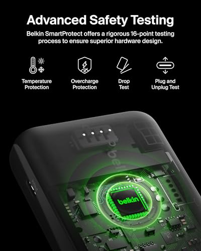 Belkin 20000mAh 30W USB C Power Bank, Portable Charger for iPhone & iPad | Fast Charging, Integrated USB C Cable, Eatra USB C Port, iPhone 17, iPad, Samsung Galaxy S26, Charge 2 Devices - color: Pink, style: 20K mAh