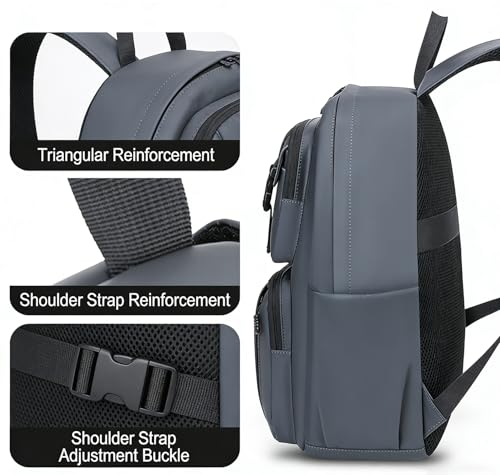 jupkem Laptop Backpack Business Travel Backpacks with USB Charging Port Water Resistant Large Capacity Daypack Gray and Black (Black)