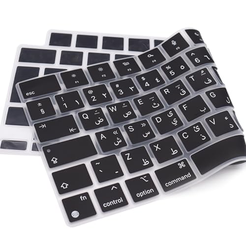 HRH Arabic Keyboard Cover for MacBook Air 13”15"(M5-M2)&Pro 14”16"(M5-M1) | EU,Black,Silicone Protective Skin,2026-2021,A2442 A3428,Neo 13"A18,Precise Fit,Dust Proof,Waterproof,Durable,Laptop Accessory - color: Arabic new
