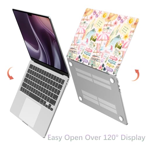 Compatible with MacBook Pro 13 inch Case Cute Sea Beach Bus | M2 2025, 2024-2016 A2338 M1 A2251 A2289 A2159 A1989 A1708 A1706 | Vacation Protective Hard Shell Matte Cover for Mac Pro 13 - color: Beach B, size: MacBook Pro 13 inch