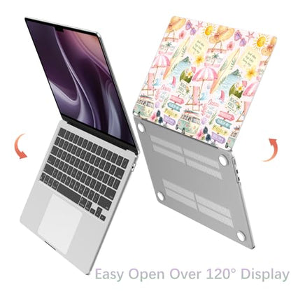 Compatible with MacBook Pro 13 inch Case Cute Sea Beach Bus | M2 2025, 2024-2016 A2338 M1 A2251 A2289 A2159 A1989 A1708 A1706 | Vacation Protective Hard Shell Matte Cover for Mac Pro 13 - color: Beach B, size: MacBook Pro 13 inch