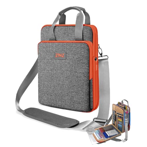 Laptop Shoulder Bag 12.3-13 inch Case Sleeve, Expandable Handbag with Valuables Compartment Compatible with MacBook Air/Pro/Neo 13", iPad 12.9"/13"/11", Shockproof,Gray-Orange edge - color: Gray-orange Edge