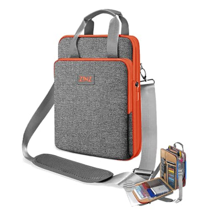 Laptop Shoulder Bag 12.3-13 inch Case Sleeve, Expandable Handbag with Valuables Compartment Compatible with MacBook Air/Pro/Neo 13", iPad 12.9"/13"/11", Shockproof,Gray-Orange edge - color: Gray-orange Edge