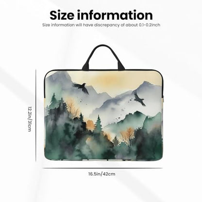 14 inch Laptop Sleeve with Handle Shockproof Laptop Bag Waterproof Computer Cover Bag Mountain Birds Watercolor Briefcase