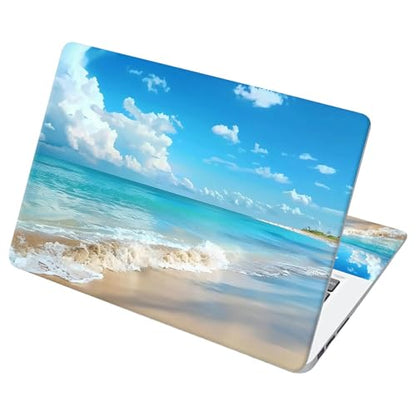 Universal Laptop Skin Sticker with 2 Wrist Pad Decals, 3-Piece Removable Vinyl Laptop Cover, Beach Waterproof Anti-Scratch, Easy-Trim Fit for 13.3" 14" 15.6" Laptops - color: Beach