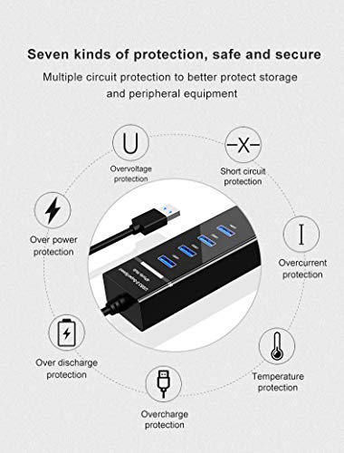 Tianle USB Hub, 4-Port USB 3.0 Ultra Slim Data Hub Portable USB Splitter Compatible with MacBook Air, iMac, Surface Pro, Laptop, USB Flash Drives, Mobile HDD - size: 4port