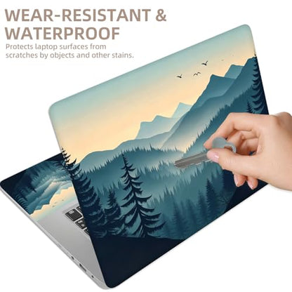 Universal Laptop Skin Sticker for 12/13/14/15.6 Inch Laptops, Reusable Vinyl Laptop Decal Cover, Waterproof Scratch Resistant Notebook Skin with 2 Wrist Pads,Misty Mountains - color: Misty Mountains
