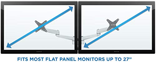 Mount-It! Premium Modular Dual Monitor Desk Mount Arms | Tilt Swivel VESA Wall Mount | Fits 13 15 17 19 21.5 24 27 Inch Computer Screens with 75 100 VESA Patterns | C-Clamp and Grommet Bases | Silver
