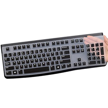 Silicone Keyboard Cover for Logitech K120 & MK120 Ergonomic Desktop USB Wired Keyboard, Logitech K120 & MK120 Keyboard Protective Skin US Layout (NOT Fit Other Model) -Black - color: Black