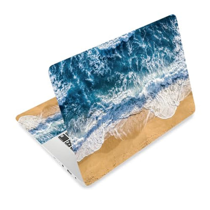 3Pcs Summer Beach Laptop Skin Sticker Coast Universal Removable Vinyl Stickers Fits for 12.1 13 14 15.6 16 Inch Waterproof Notebook Decal Cover Gift - color: sea blue