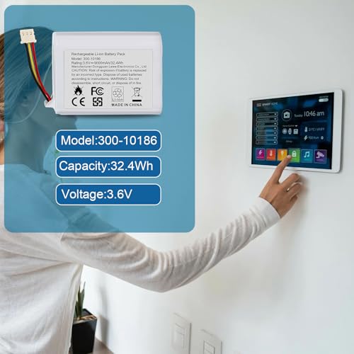 9000mAh Battery 300-10186 Replacement for ADT Command Smart Security Panel ADT5AIO-1 ADT5AIO-2 ADT5AIO-3 ADT7AIO-1, ADT 2X16 AIO Home Security System ADT2X16AIO-1 ADT2X16AIO-2 Battery 3.6V 32.4Wh - size: 2.68*2.17*0.71inch 300-10186