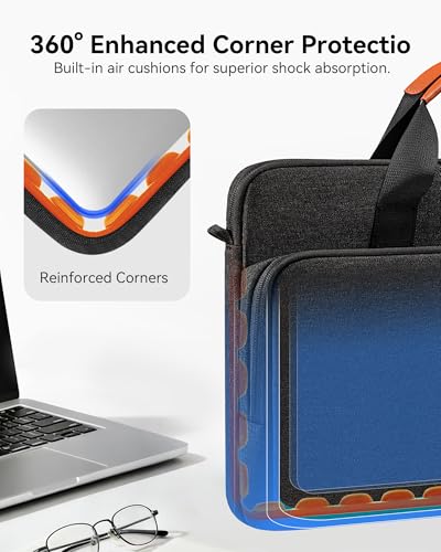 bagasin 17 17.3 18 inch Laptop Bag Carrying Case with Edge Protection | Water-Repellent Fabric Computer PC Shoulder Briefcase, Lightweight Toploader, Business Casual or School - color: Black, size: 17.3