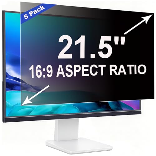 5 Pack Privacy Screen for 21.5 Inch 16:9 (47.7x26.8cm) computer Monitor | Blue Light Filter & Anti-Glare, Removable Screen Privacy Shield | PC Protector Film for flat and curved screens - color: 21.5 Inch - 16:09 Aspect Ratio, style: 5 Pack