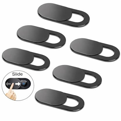 Webcam Privacy Slider Cover for Laptop, Phone, Tablet, Black, Ultra Thin 0.8mm, 18mm x 9mm, 5 Pack